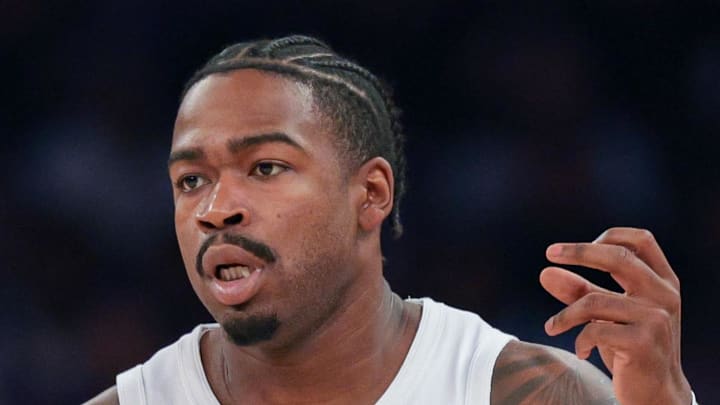 Toronto Raptors guard Jamal Shead, seen here in a regular-season matchup against the New York Knicks, stepped up in his playoff debut against the Cleveland Cavaliers.