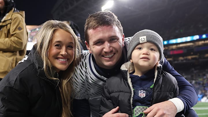 Drew Lock of the Seattle Seahawks with his family