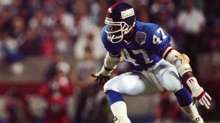 Jan 27, 1991; Tampa, FL, USA; FILE PHOTO; New York Giants safety Greg Jackson during Super Bowl XXV at Tampa Stadium.  