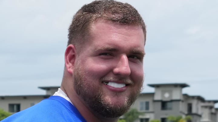 Los Angeles Rams lineman Beaux Limmer (50). Mandatory Credit: Kirby Lee-Imagn Images