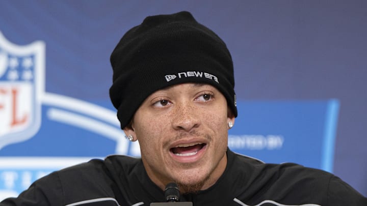 Clemson defensive back Avieon Terrell speaks to the media