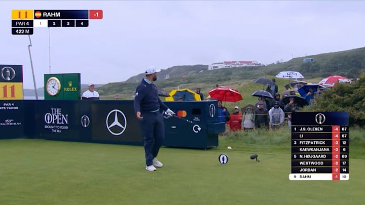 Jon Rahm did not appreciate noise during his backswing on No. 11. 