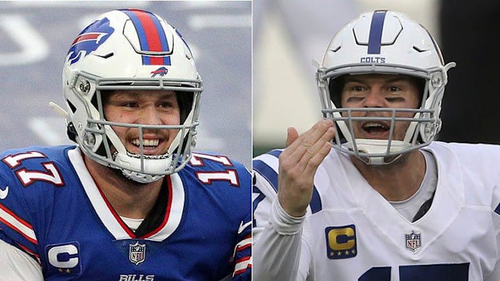 Josh Allen of the Buffalo Bills (left) and Philip Rivers of the Indianapolis Colts