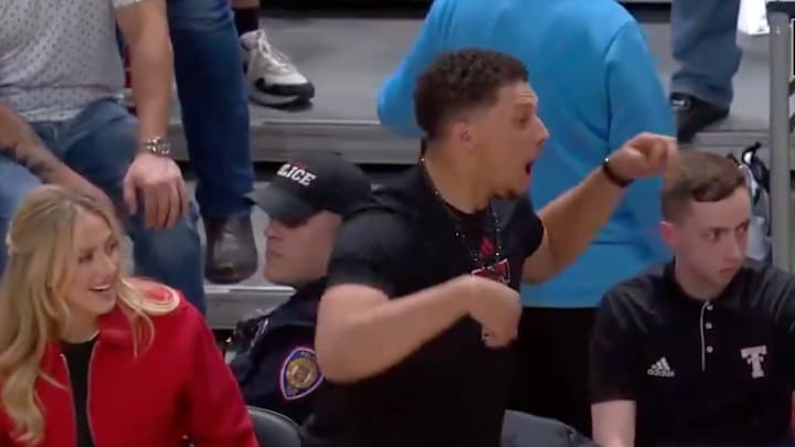 ESPN showed Patrick Mahomes's reaction to a play instead of showing the key play. ESPN showed Patrick Mahomes's reaction to a play instead of showing the key play.
