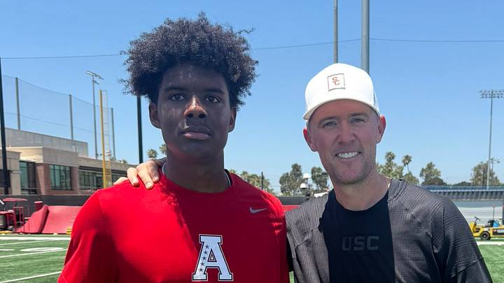 Allen (Texas) 2029 quarterback Ty Snell and USC Trojans coach Lincoln Riley Allen (Texas) 2029 quarterback Ty Snell and USC Trojans coach Lincoln Riley