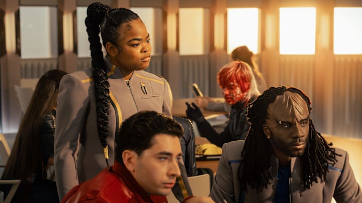 L-R: Kerrice Brooks as SAM, Romeo Carere as Ocam, and Karim Diané as Jay-Den in season 1, episode 5, of Star Trek: Starfleet Academy streaming on Paramount+. Photo Credit: Brooke Palmer/Paramount+ L-R: Kerrice Brooks as SAM, Romeo Carere as Ocam, and Karim Diané as Jay-Den in season 1, episode 5, of Star Trek: Starfleet Academy streaming on Paramount+. Photo Credit: Brooke Palmer/Paramount+