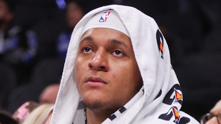 Orlando Magic forward Paolo Banchero on the bench against the Atlanta Hawks.