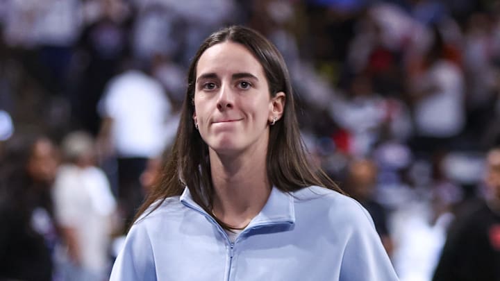 Sep 14, 2025; College Park, Georgia, USA; Indiana Fever guard Caitlin Clark (22) walks to the locker room against the Atlanta Dream at halftime during game one of round one for the 2025 WNBA Playoffs at Gateway Center Arena at College Park. Mandatory Credit: Brett Davis-Imagn Images Sep 14, 2025; College Park, Georgia, USA; Indiana Fever guard Caitlin Clark (22) walks to the locker room against the Atlanta Dream at halftime during game one of round one for the 2025 WNBA Playoffs at Gateway Center Arena at College Park. Mandatory Credit: Brett Davis-Imagn Images
