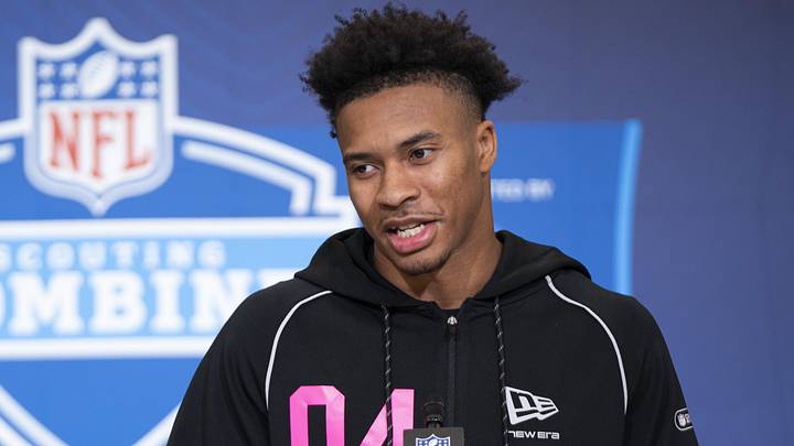 Feb 26, 2026; Indianapolis, IN, USA; South Carolina defensive back Brandon Cisse (DB04) speaks to members of the media during the NFL Combine at the Indiana Convention Center. Mandatory Credit: Jacob Musselman-Imagn Images Feb 26, 2026; Indianapolis, IN, USA; South Carolina defensive back Brandon Cisse (DB04) speaks to members of the media during the NFL Combine at the Indiana Convention Center. Mandatory Credit: Jacob Musselman-Imagn Images