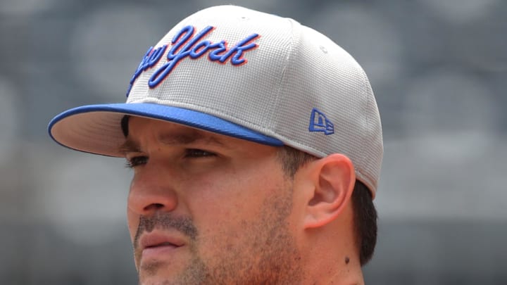 New York Mets catcher Luis Torrens (13) looks on at the batting cage before the game against the Pittsburgh Pirates at PNC Park on June 28. 