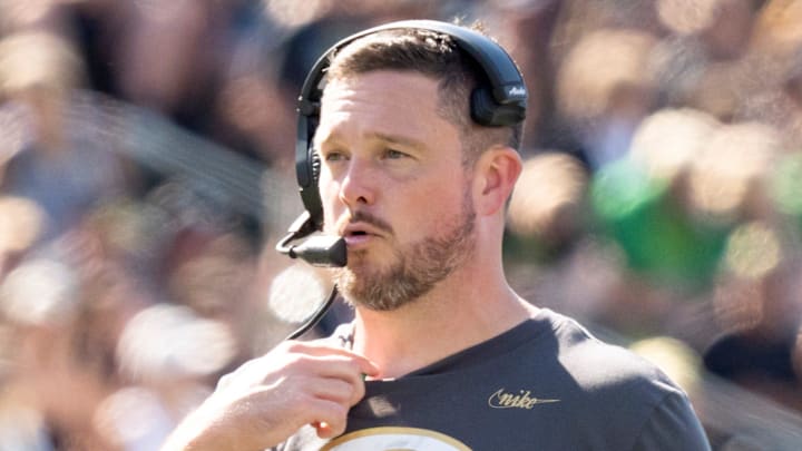 Oregon Ducks head coach Dan Lanning as the Oregon Ducks host the Oregon State Beavers Sept. 20, 2025, at Autzen Stadium in Eugene, Oregon.