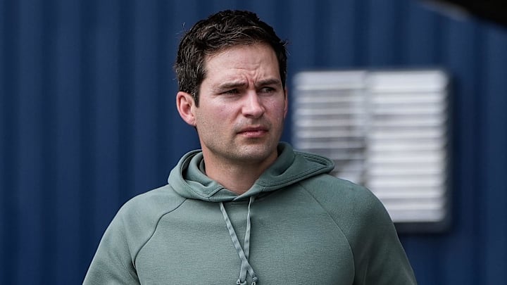 Detroit Tigers president of baseball operation Scott Harris during spring training at TigerTown in Lakeland, Fla. on Sunday, Feb. 16, 2025.