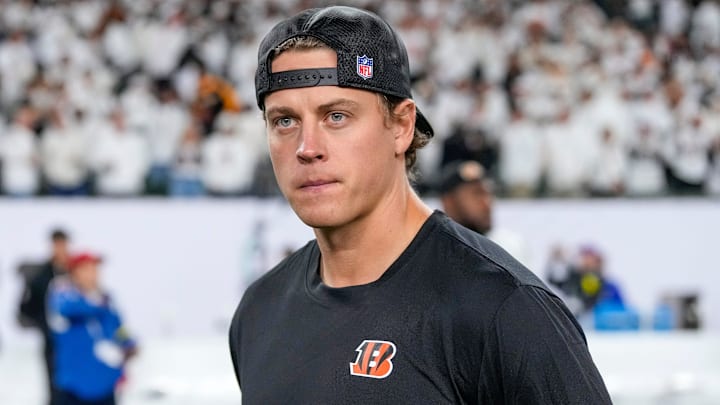 Injured Cincinnati Bengals quarterback Joe Burrow (9) walks on the field after the fourth quarter of the NFL Week 7 game between the Cincinnati Bengals and the Pittsburgh Steelers at Paycor Stadium in downtown Cincinnati on Thursday, Oct. 16, 2025. The Bengals won, 33-31. Injured Cincinnati Bengals quarterback Joe Burrow (9) walks on the field after the fourth quarter of the NFL Week 7 game between the Cincinnati Bengals and the Pittsburgh Steelers at Paycor Stadium in downtown Cincinnati on Thursday, Oct. 16, 2025. The Bengals won, 33-31.