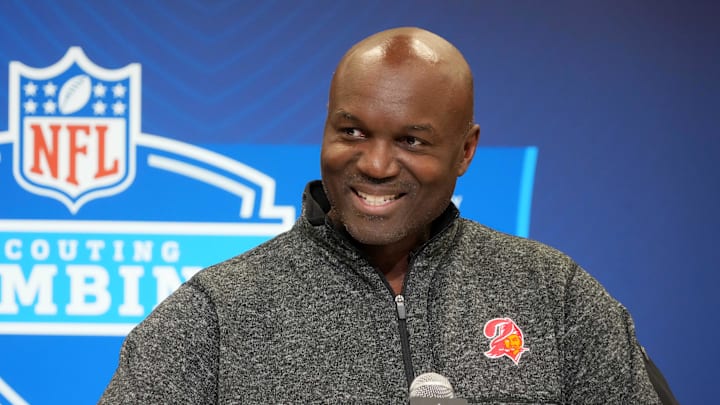 Tampa Bay Buccaneers coach Todd Bowles speaks during the NFL Scouting Combine. Tampa Bay Buccaneers coach Todd Bowles speaks during the NFL Scouting Combine.