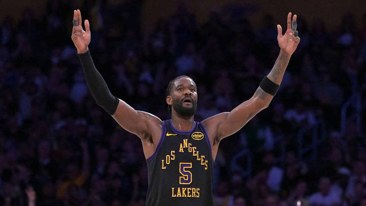 Apr 21, 2026; Los Angeles, California, USA; Los Angeles Lakers center Deandre Ayton (5) reacts on the court after a three-point basket by guard Marcus Smart (36) in the first half of game two of the first round of the 2026 NBA Playoffs against the Houston Rockets at Crypto.com Arena. Mandatory Credit: Jayne Kamin-Oncea-Imagn Images Apr 21, 2026; Los Angeles, California, USA; Los Angeles Lakers center Deandre Ayton (5) reacts on the court after a three-point basket by guard Marcus Smart (36) in the first half of game two of the first round of the 2026 NBA Playoffs against the Houston Rockets at Crypto.com Arena. Mandatory Credit: Jayne Kamin-Oncea-Imagn Images