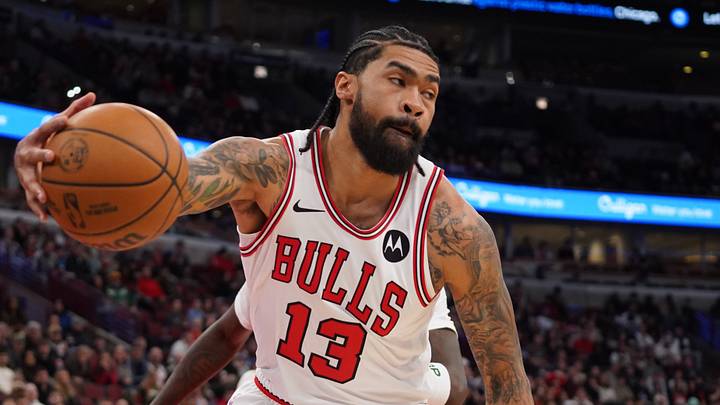 Chicago Bulls center Nick Richards (13) grabs a loose ball against the Milwaukee Bucks during the first half at United Center. 