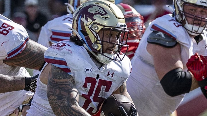 Michigan Panthers running back Toa Taua (35).