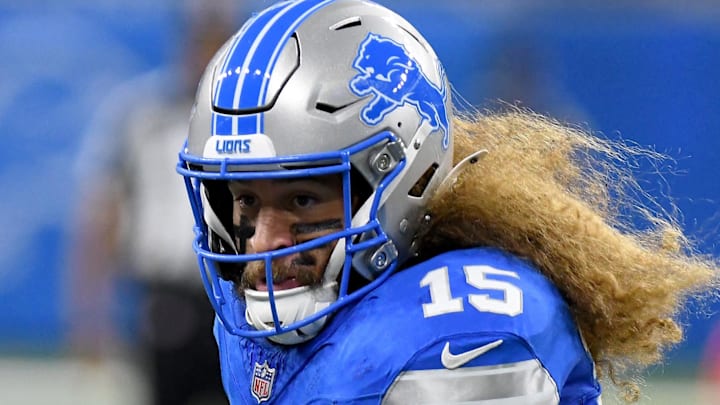 Detroit Lions linebacker Grant Stuard (15).