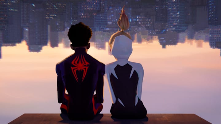 Spider-Man (Shameik Moore) and Spider-Gwen (Hailee Steinfeld) in Columbia Pictures and Sony Pictures Animations SPIDER-MAN: ACROSS THE SPIDER-VERSE.