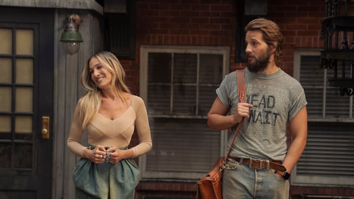Sarah Jessica Parker and Logan Marshall Green in And Just Like That season 3 episode 2 on HBO Max
