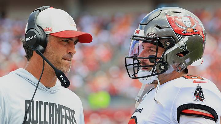 Sep 20, 2026; Tampa, Florida, USA; Tampa Bay Buccaneers quarterback Baker Mayfield (6) with head coach Todd Bowles during the first half against the Cleveland Browns at Raymond James Stadium. Mandatory Credit: Kim Klement Neitzel-Imagn Images Sep 20, 2026; Tampa, Florida, USA; Tampa Bay Buccaneers quarterback Baker Mayfield (6) with head coach Todd Bowles during the first half against the Cleveland Browns at Raymond James Stadium. Mandatory Credit: Kim Klement Neitzel-Imagn Images