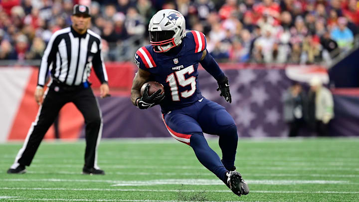 Dec 17, 2023; Foxborough, Massachusetts, USA; New England Patriots running back Ezekiel Elliott (15)