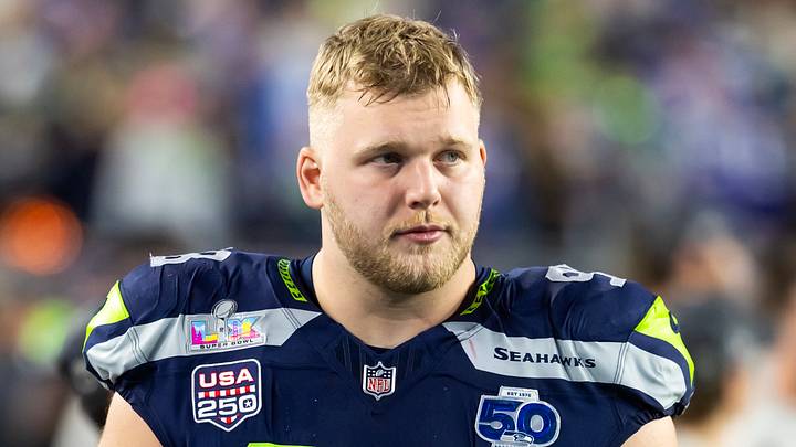 Seattle Seahawks defensive tackle Rylie Mills against the New England Patriots during Super Bowl LX at Levi's Stadium. 