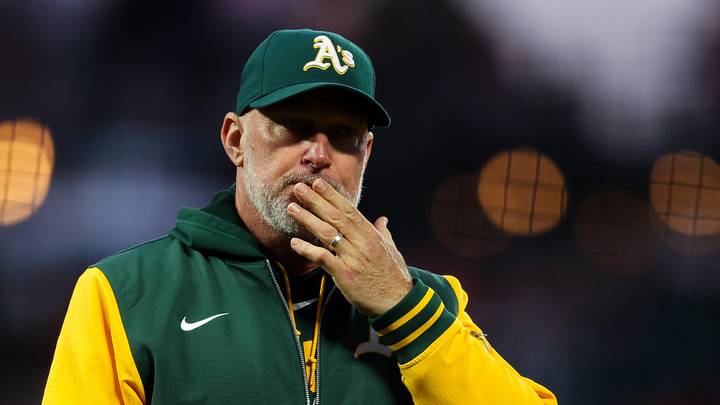 Jun 23, 2026; San Francisco, California, USA; Athletics manager Mark Kotsay (7) walks back o the dugout after a pitching change during the sixth inning against the San Francisco Giants at Oracle Park. Mandatory Credit: Sergio Estrada-Imagn Images