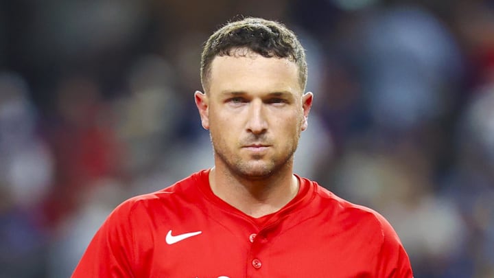 Boston Red Sox third baseman Alex Bregman (2) reacts during the game against the Texas Rangers at Globe Life Field.