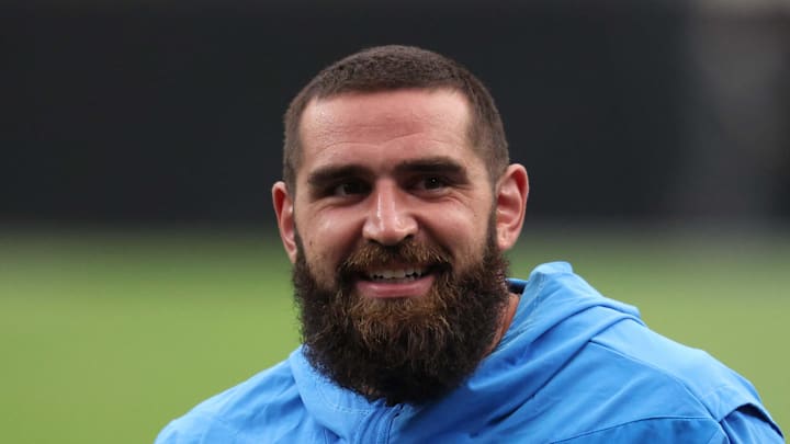 Los Angeles Chargers tight end Tyler Conklin at Allegiant Stadium