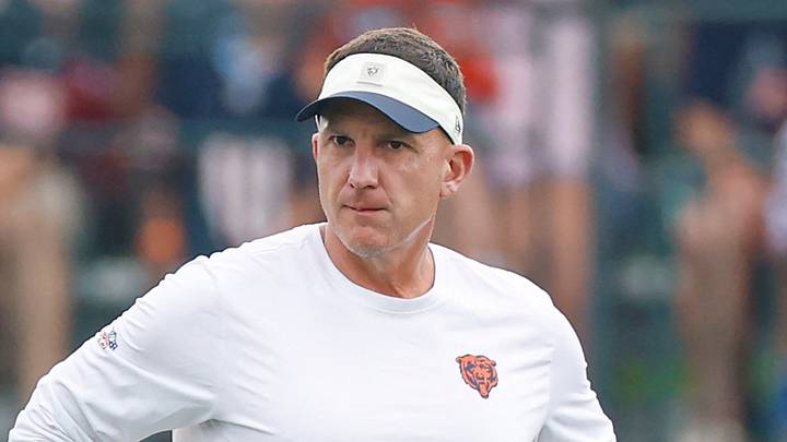 Aug 5, 2026; Lake Forest, IL, USA; Chicago Bears defensive coordinator Dennis Allen walks on the field during training camp at Halas Hall. Mandatory Credit: Kamil Krzaczynski-Imagn Images