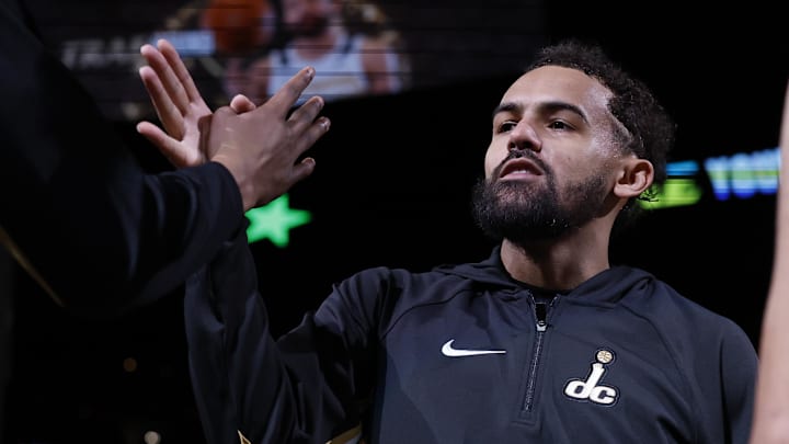 Mar 5, 2026; Washington, District of Columbia, USA; Washington Wizards guard Trae Young (3) shakes hands with teammates during player introductions for his first start as a Wizard against the Utah Jazz at Capital One Arena. Mandatory Credit: Geoff Burke-Imagn Images Mar 5, 2026; Washington, District of Columbia, USA; Washington Wizards guard Trae Young (3) shakes hands with teammates during player introductions for his first start as a Wizard against the Utah Jazz at Capital One Arena. Mandatory Credit: Geoff Burke-Imagn Images
