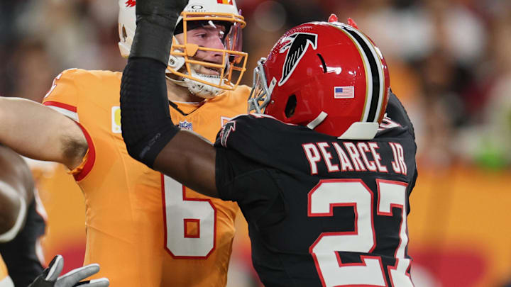 Pearce continues to establish himself as a dominant defender on the Falcons Pearce continues to establish himself as a dominant defender on the Falcons