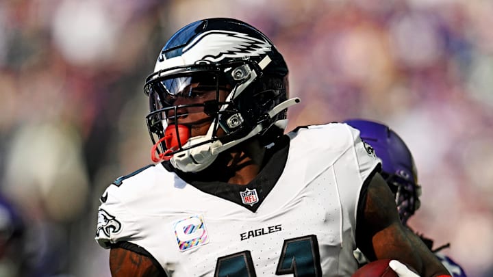 Oct 19, 2025; Minneapolis, Minnesota, USA; Philadelphia Eagles wide receiver A.J. Brown (11) makes a catch during the first half against the Minnesota Vikings at U.S. Bank Stadium. Mandatory Credit: Jeffrey Becker-Imagn Images Oct 19, 2025; Minneapolis, Minnesota, USA; Philadelphia Eagles wide receiver A.J. Brown (11) makes a catch during the first half against the Minnesota Vikings at U.S. Bank Stadium. Mandatory Credit: Jeffrey Becker-Imagn Images