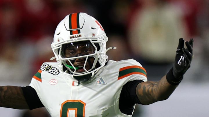 Miami Hurricanes defensive back Keionte Scott (0) reacts in the first half during the College Football Playoff National Championship 