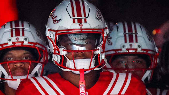 Aug 28, 2025; Raleigh, North Carolina, USA; North Carolina State Wolfpack tight end Justin Joly (7) looks on during the warmups prior to the game against East Carolina Pirates at Carter-Finley Stadium. Mandatory Credit: Jaylynn Nash-Imagn Images Aug 28, 2025; Raleigh, North Carolina, USA; North Carolina State Wolfpack tight end Justin Joly (7) looks on during the warmups prior to the game against East Carolina Pirates at Carter-Finley Stadium. Mandatory Credit: Jaylynn Nash-Imagn Images