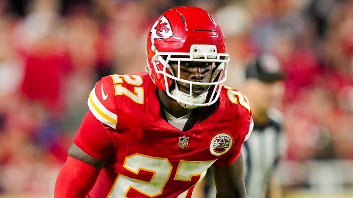 Oct 12, 2025; Kansas City, Missouri, USA; Kansas City Chiefs defensive back Chamarri Conner (27) defends during the first half against the Detroit Lions at GEHA Field at Arrowhead Stadium. Mandatory Credit: Jay Biggerstaff-Imagn Images Oct 12, 2025; Kansas City, Missouri, USA; Kansas City Chiefs defensive back Chamarri Conner (27) defends during the first half against the Detroit Lions at GEHA Field at Arrowhead Stadium. Mandatory Credit: Jay Biggerstaff-Imagn Images