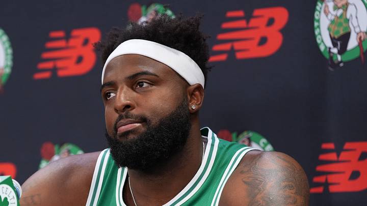 Sep 28, 2026; Boston, MA, USA; Boston Celtics center Mitchell Robinson (4) talks to reporters during media day at Auerbach Center. Mandatory Credit: David Butler II-Imagn Images