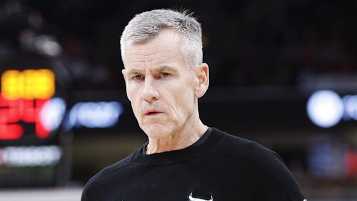 Apr 1, 2026; Chicago, Illinois, USA; Chicago Bulls head coach Billy Donovan reacts during the first half at United Center. Mandatory Credit: Kamil Krzaczynski-Imagn Images Apr 1, 2026; Chicago, Illinois, USA; Chicago Bulls head coach Billy Donovan reacts during the first half at United Center. Mandatory Credit: Kamil Krzaczynski-Imagn Images