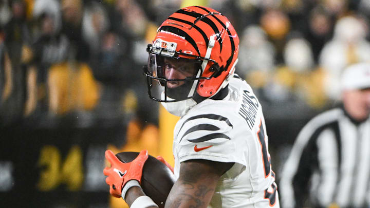 Cincinnati Bengals receiver Tee Higgins runs with the ball.