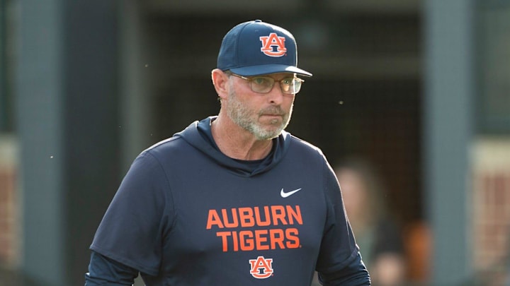 Auburn Tigers head coach Butch Thompson as Auburn Tigers take on Arkansas Razorbacks at Plainsman Park in Auburn, Ala. on Friday, April 3, 2026. Arkansas Razorbacks defeated Auburn Tigers 3-2.