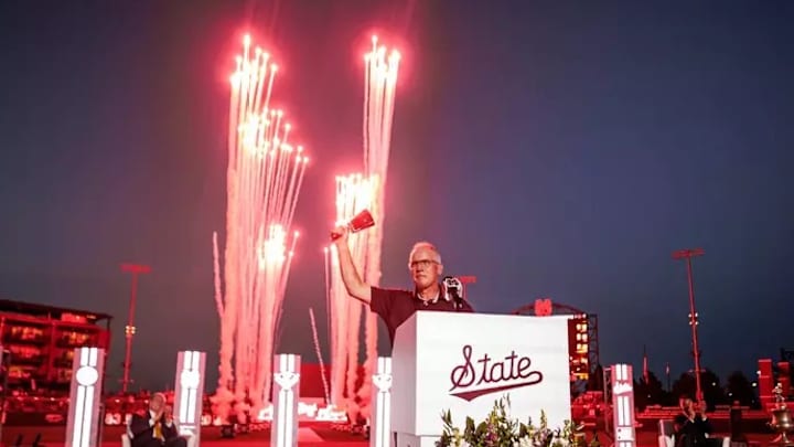 Mississippi State Head Coach Brian O'Connor during the Brian O’Connor Welcome Event at Dudy Noble Field at Polk-Dement Stadium in Starkville, MS.
