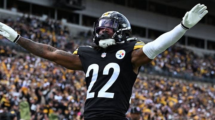 Oct 11, 2026; Pittsburgh, Pennsylvania, USA; Pittsburgh Steelers cornerback Asante Samuel Jr. (22) reacts after breaking up a pass in the end zone in the fourth quarter against the Indianapolis Colts at Acrisure Stadium. Mandatory Credit: Barry Reeger-Imagn Images Oct 11, 2026; Pittsburgh, Pennsylvania, USA; Pittsburgh Steelers cornerback Asante Samuel Jr. (22) reacts after breaking up a pass in the end zone in the fourth quarter against the Indianapolis Colts at Acrisure Stadium. Mandatory Credit: Barry Reeger-Imagn Images