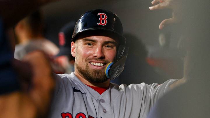 Boston Red Sox infielder Caleb Durbin (5). Boston Red Sox infielder Caleb Durbin (5).