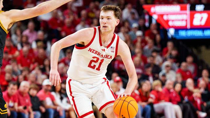 Nebraska Cornhuskers forward Pryce Sandfort. Nebraska Cornhuskers forward Pryce Sandfort.