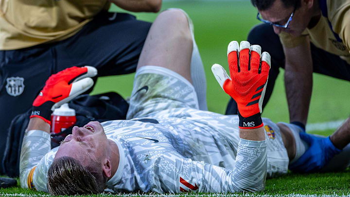 Barcelona's ter Stegen suffered a season-ending injury against Villarreal. Barcelona's ter Stegen suffered a season-ending injury against Villarreal.