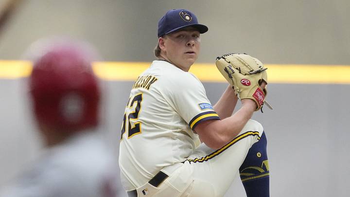 May 26, 2026; Milwaukee, Wisconsin, USA; Milwaukee Brewers pitcher Kyle Harrison (52) delivers a pitch against the St. Louis Cardinals in the first inning at American Family Field. Mandatory Credit: Michael McLoone-Imagn Images May 26, 2026; Milwaukee, Wisconsin, USA; Milwaukee Brewers pitcher Kyle Harrison (52) delivers a pitch against the St. Louis Cardinals in the first inning at American Family Field. Mandatory Credit: Michael McLoone-Imagn Images