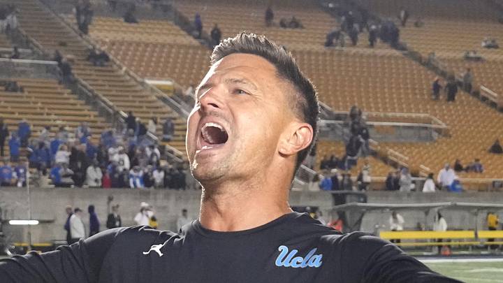 Sep 5, 2026; Berkeley, California, USA; UCLA Bruins head coach Bob Chesney celebrates after defeating the California Golden Bears at California Memorial Stadium. Mandatory Credit: Darren Yamashita-Imagn Images Sep 5, 2026; Berkeley, California, USA; UCLA Bruins head coach Bob Chesney celebrates after defeating the California Golden Bears at California Memorial Stadium. Mandatory Credit: Darren Yamashita-Imagn Images