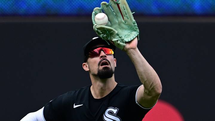 Sep 16, 2026; Cleveland, Ohio, USA; Chicago White Sox left fielder Randal Grichuk (34) catches a ball during the fourth inning against the Cleveland Guardians at Progressive Field. Mandatory Credit: David Dermer-Imagn Images Sep 16, 2026; Cleveland, Ohio, USA; Chicago White Sox left fielder Randal Grichuk (34) catches a ball during the fourth inning against the Cleveland Guardians at Progressive Field. Mandatory Credit: David Dermer-Imagn Images