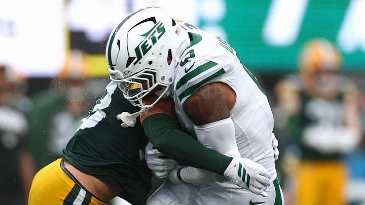 Green Bay Packers safety Evan Williams tackles New York Jets running back Braelon Allen Green Bay Packers safety Evan Williams tackles New York Jets running back Braelon Allen